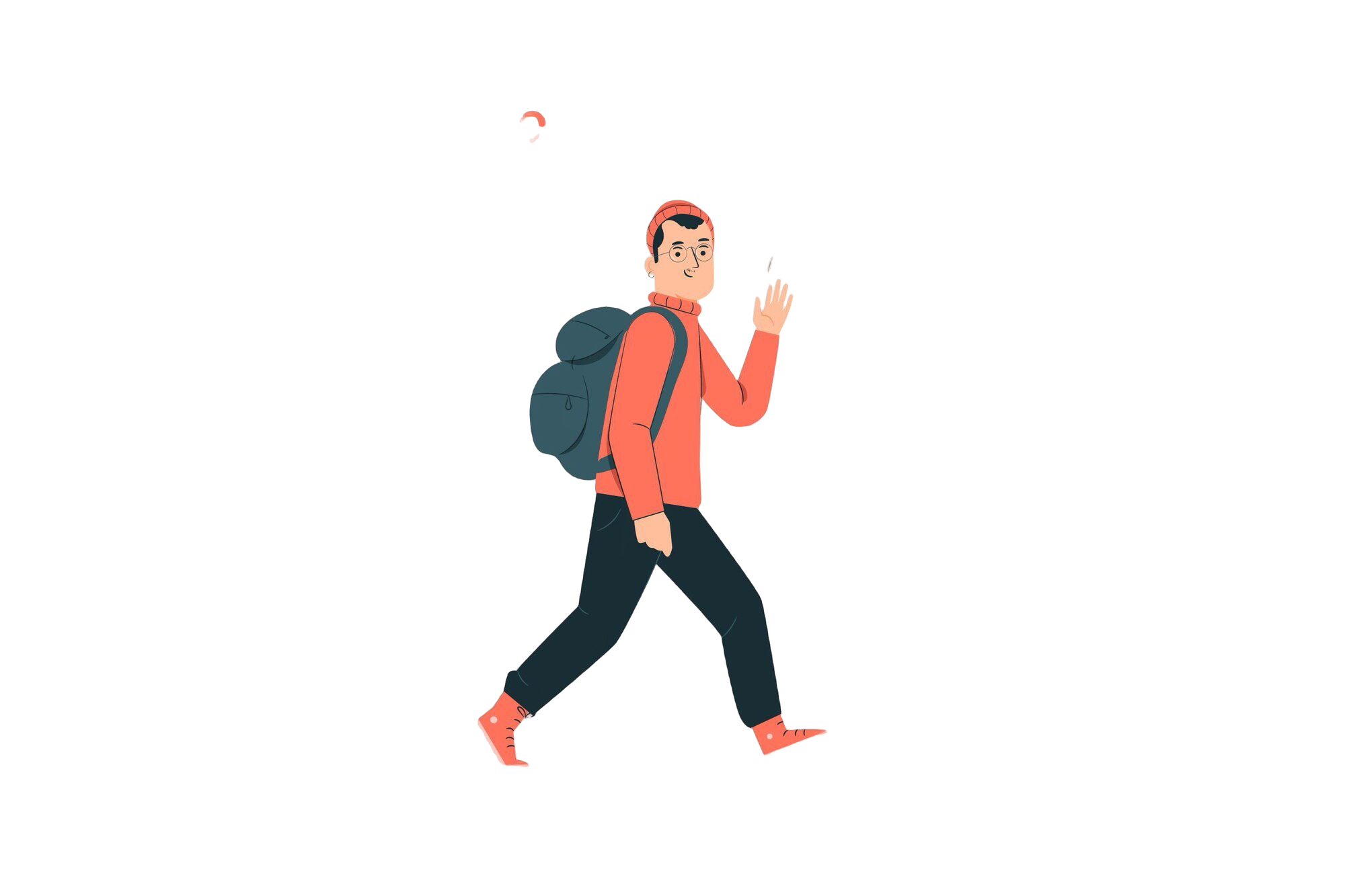 man walking waving for financial freedom